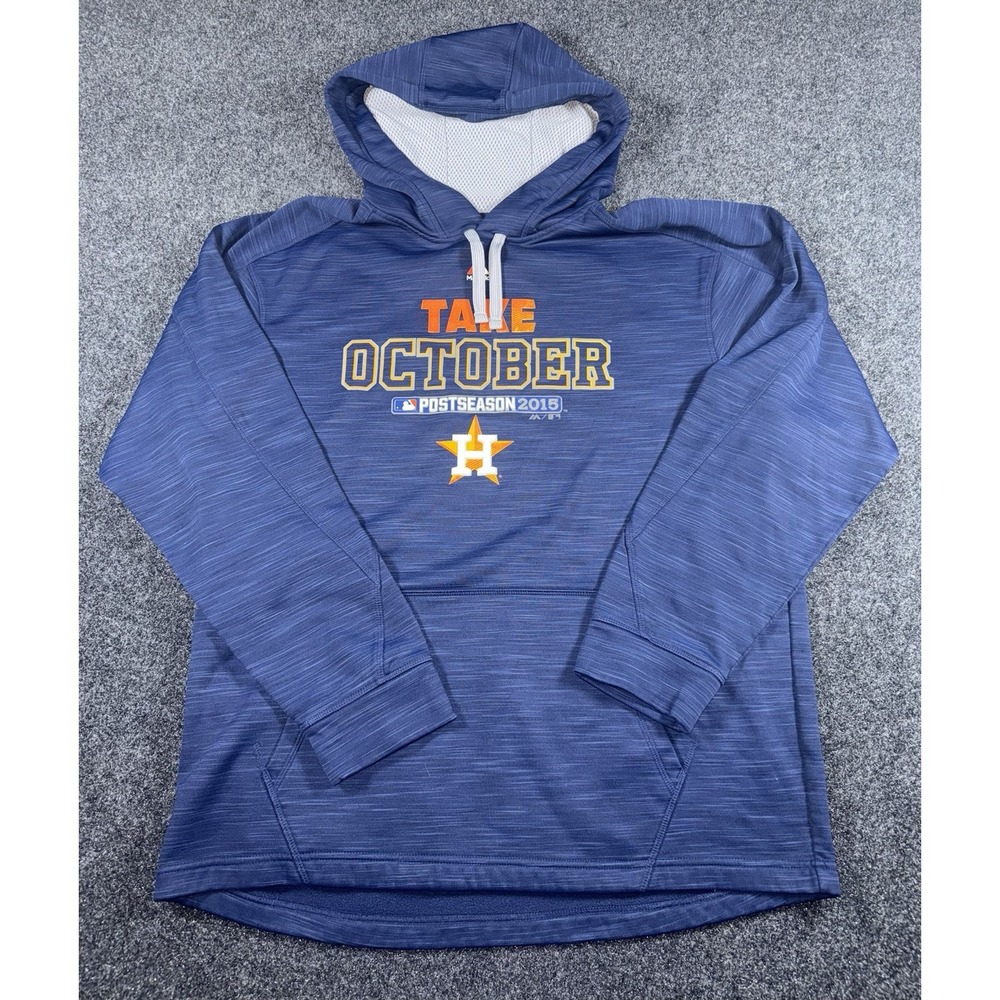 2015 Houston Astros MLB Playoffs Hoodie Majestic ThermaBase Large Blue